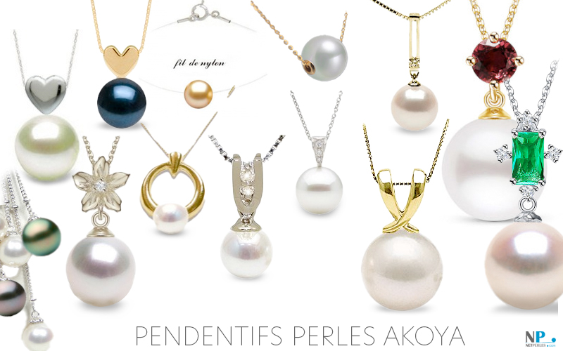 Pendentifs perles akoya - pendentif or avec perle blanche - pendentif argent avec perle - pendentifs pas chers